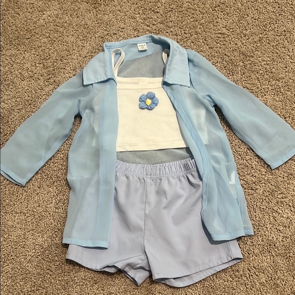 SHEIN Kids Light Blue Matching Set